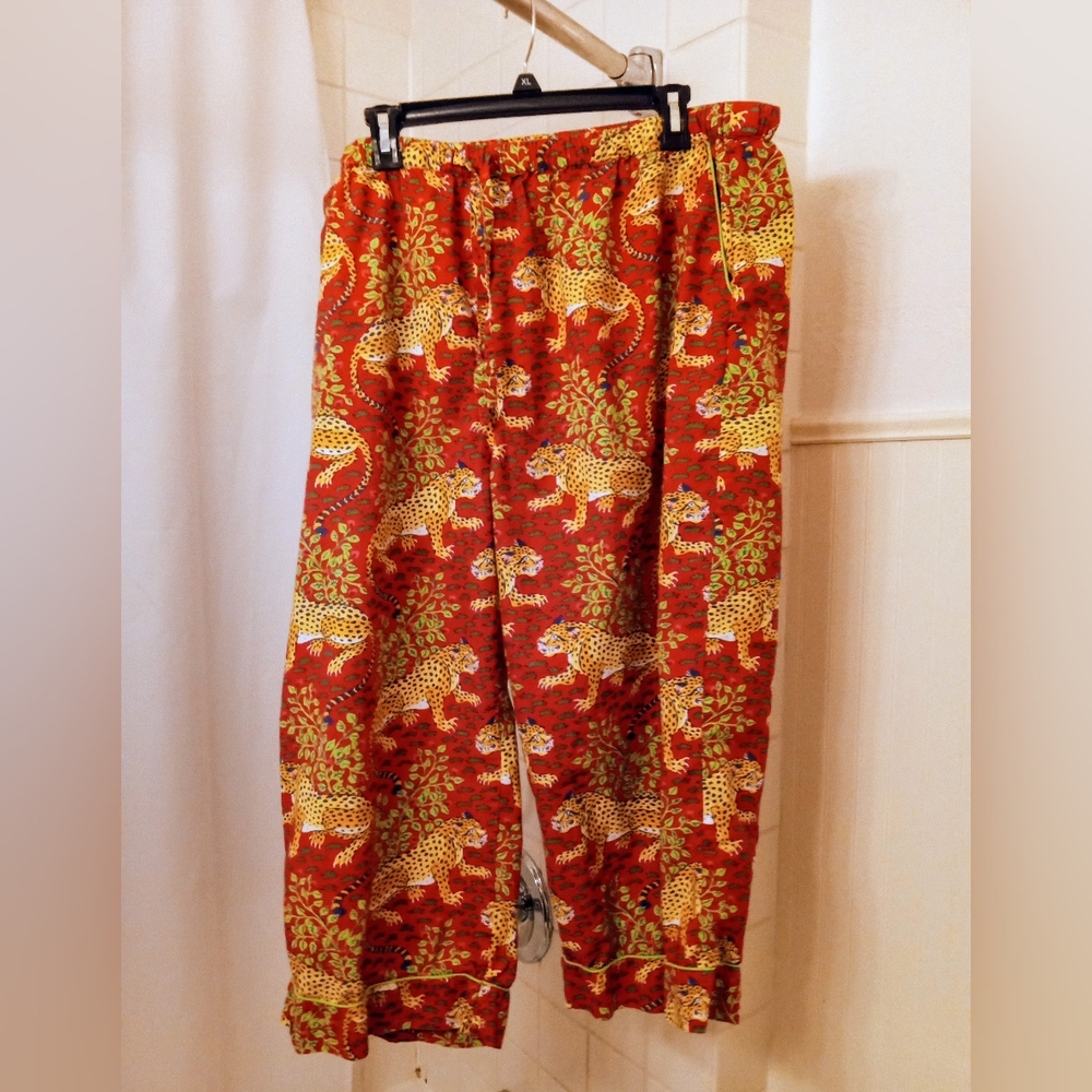 Printfresh Cropped Pajama Pants Bagheera Tiger Hot Pink 1x
